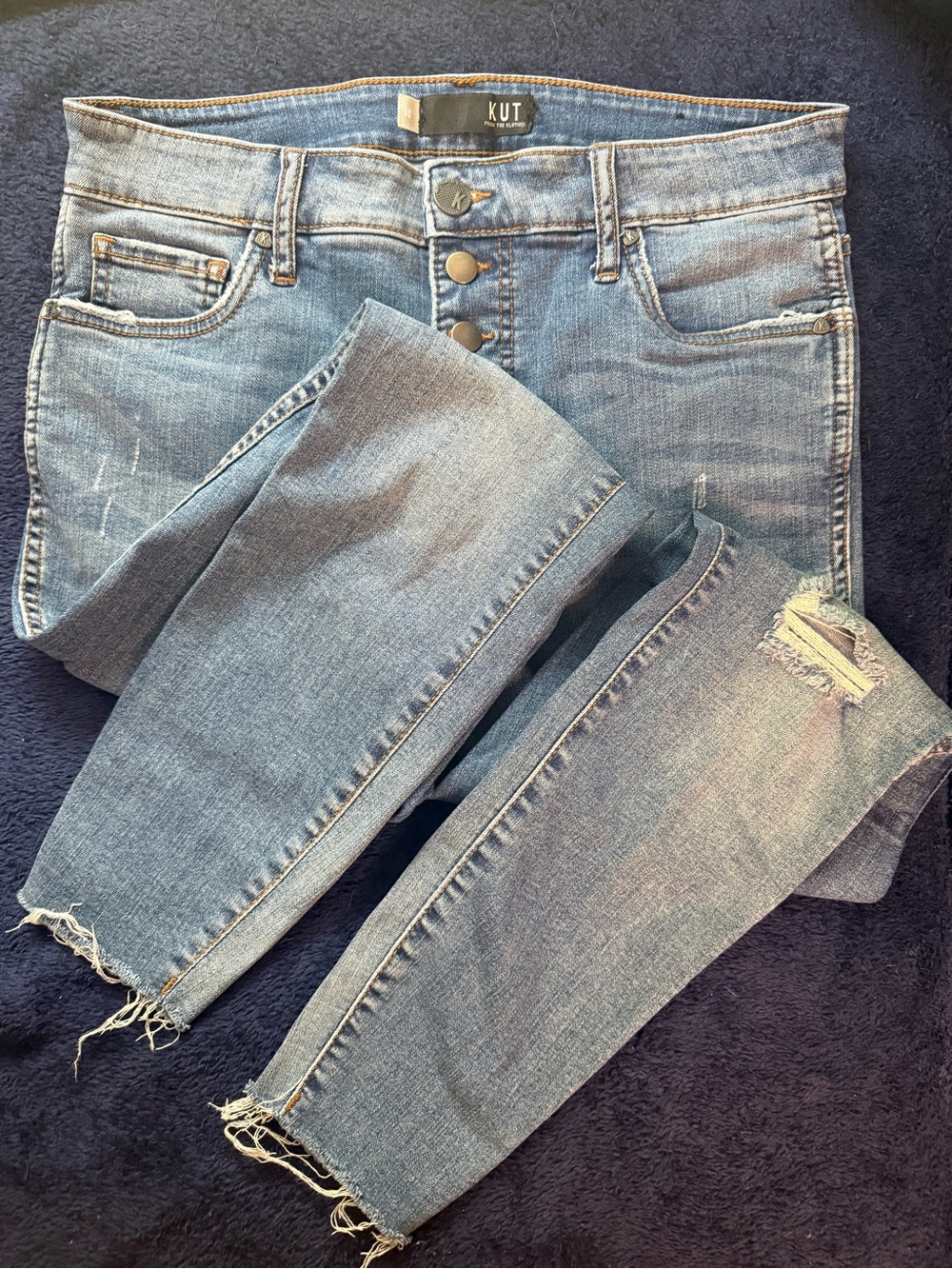 Kut from the Kloth Light Blue Distressed Ankle Jeans